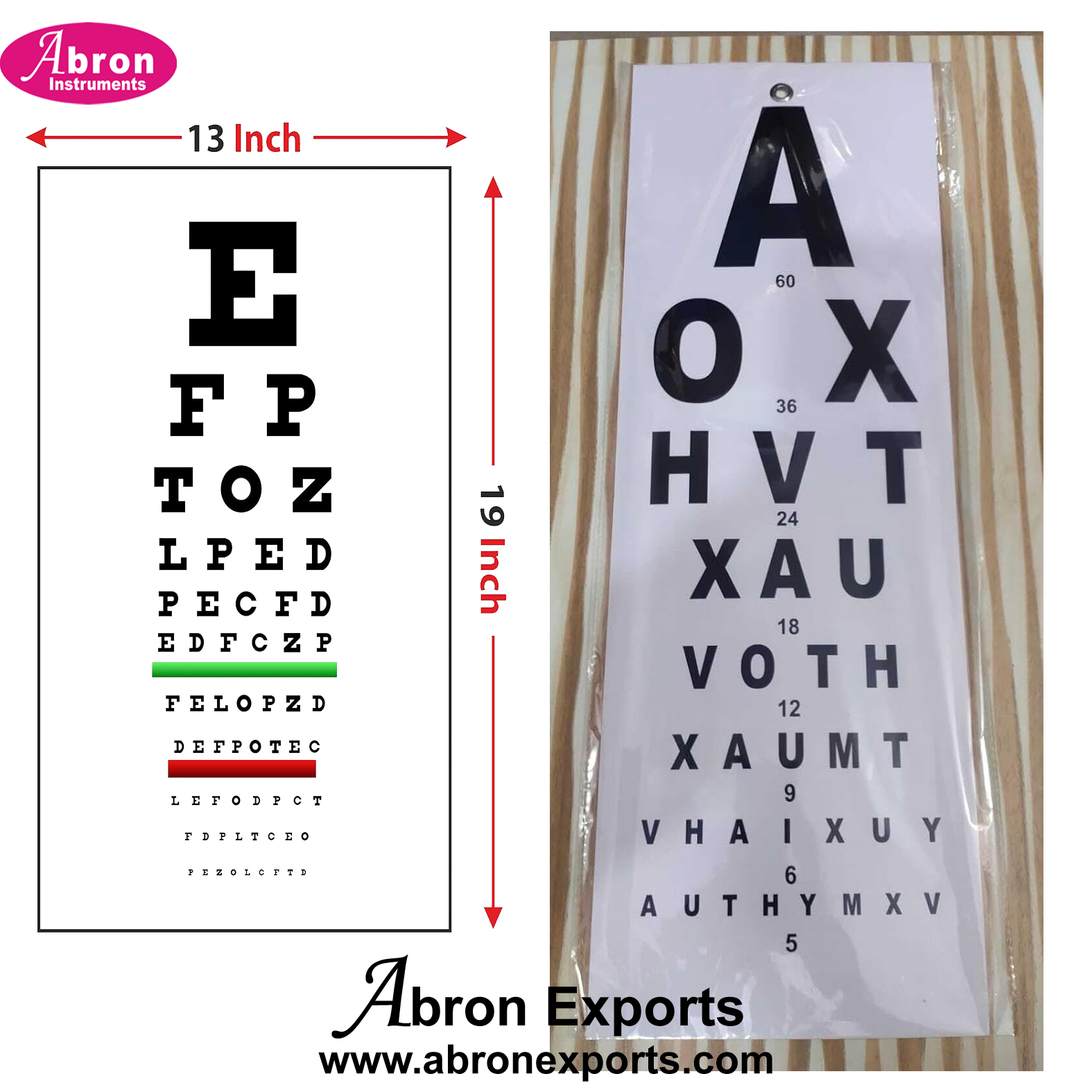 Eye Testing Snellens Chart Wall Abron10pc13,9 Inch Podster Chart Abron ABM-2500